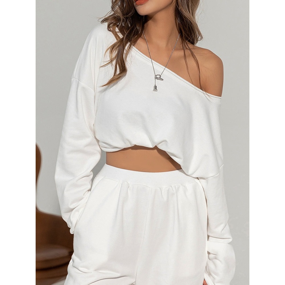 Commense Asymmetrical Off Shoulder‎ Solid Sweatsh… - image 2